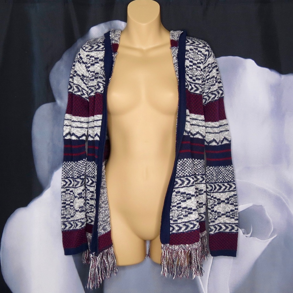 Cozy Printed Fringe Cardigan